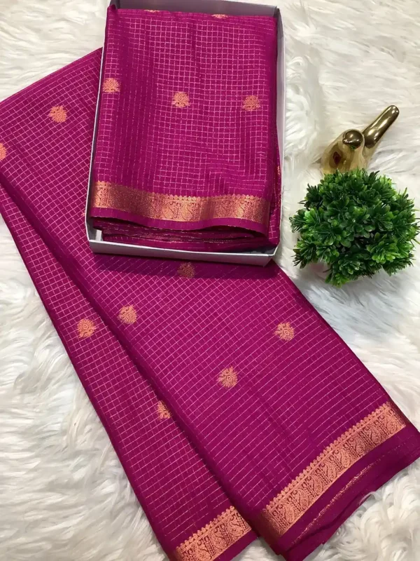 Fancy Mysore Crepe Silk Checked Butta Saree