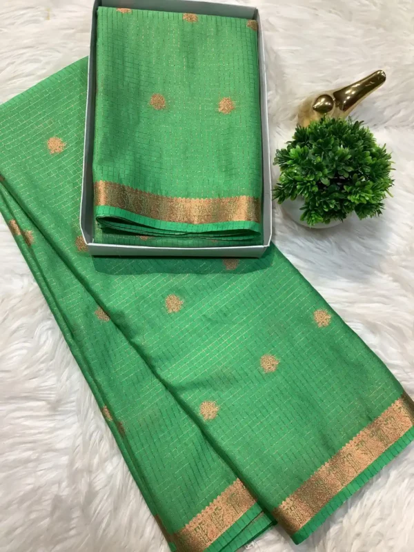 Mysore Crepe Silk Checked Butta Saree
