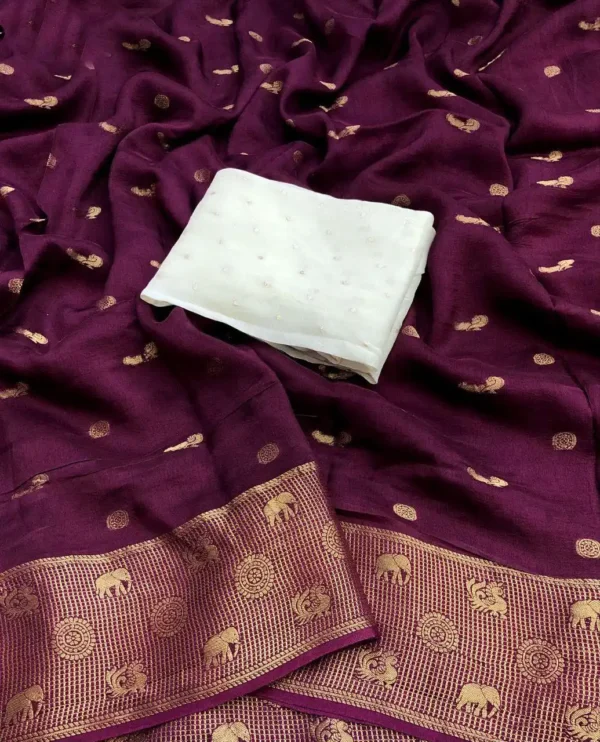 Viscose Silk Saree with Traditional Motifs