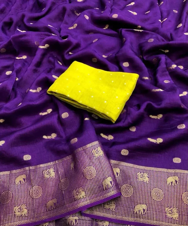 Viscose Silk Saree with Traditional Motifs