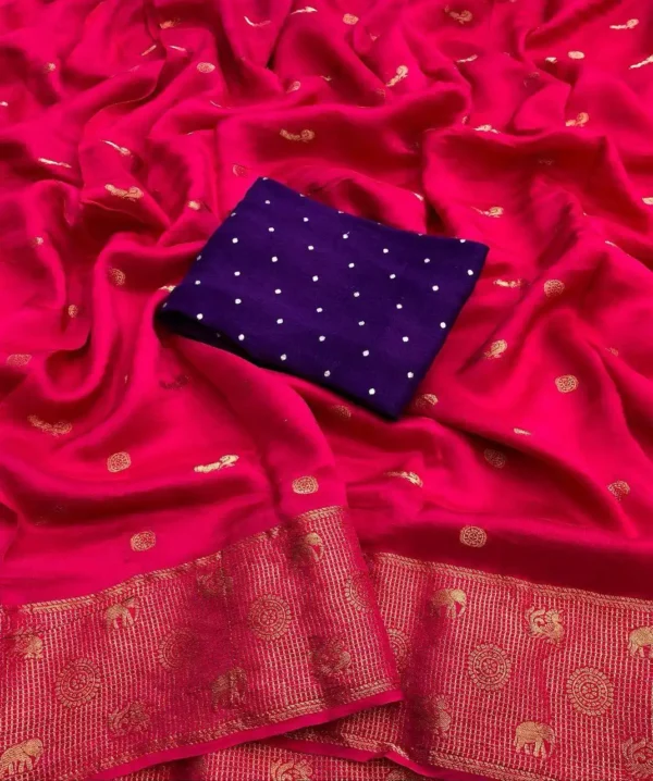 Viscose Silk Saree with Traditional Motifs