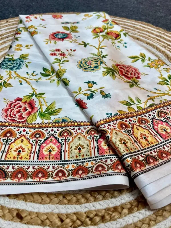 Fancy satin printed sarees - Image 3