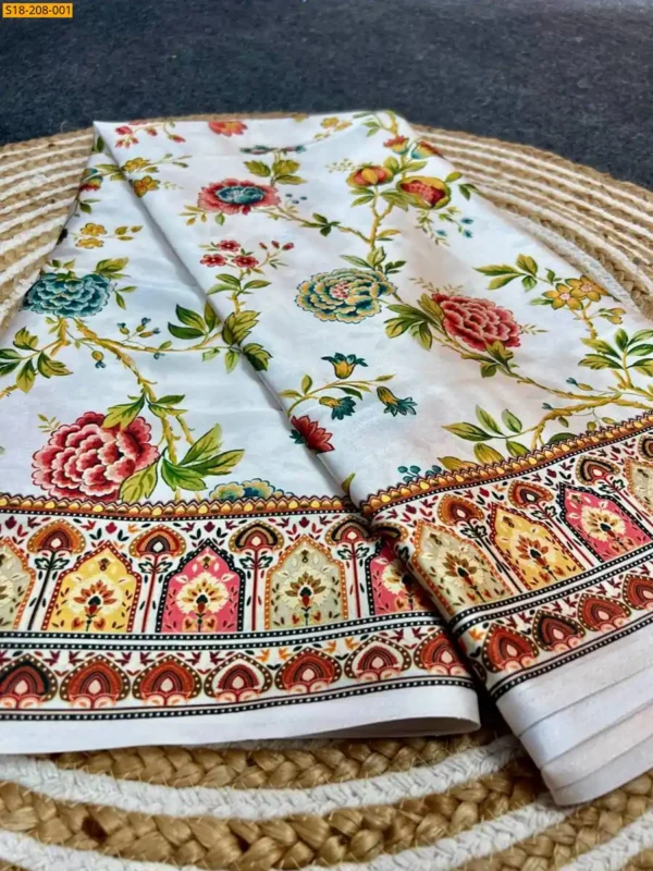 Satin Printed Sari - Image 4