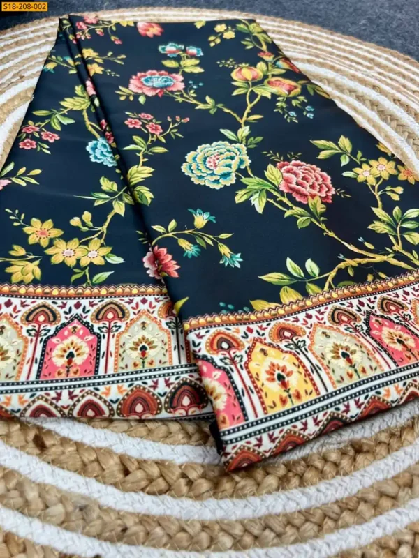 Satin Printed Sari - Image 5