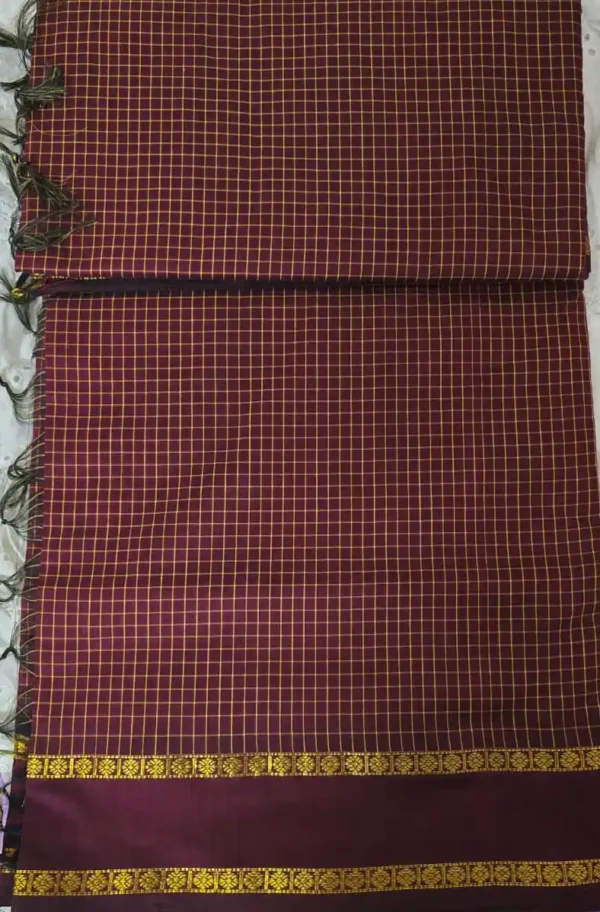 Check Cotton Sari- 4 options - Image 3