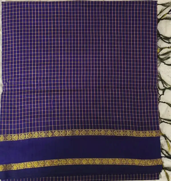 Check Cotton Sari- 4 options - Image 2