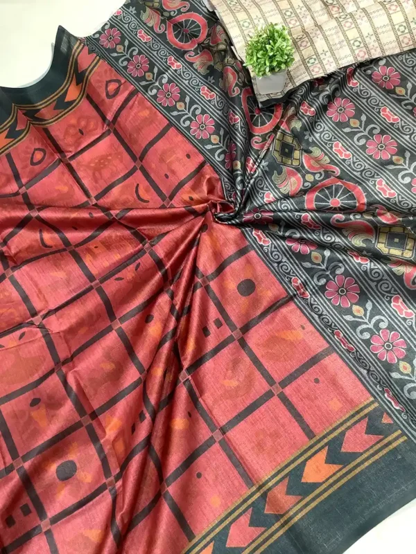 4 July-Linen cotton printed sarees-options - Image 2