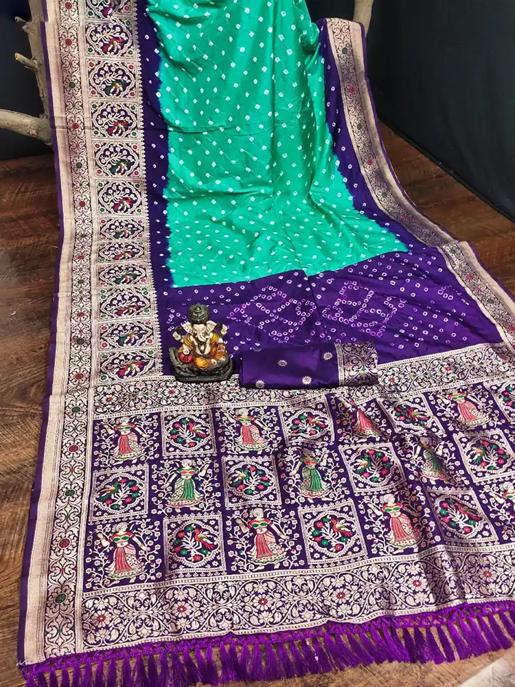 Bandhej Kanjivaram silk sari-options